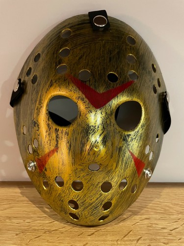 Maschera plastica oro rosso - plastica, oro/rosso